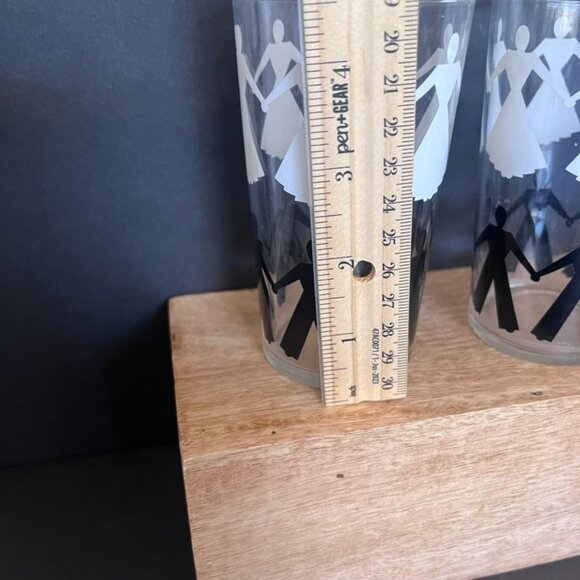 Vintage Glass Tumblers With Dancing Silhouette Pattern MCM 8 oz - Picture 3 of 4